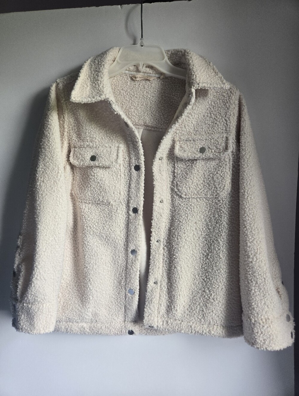 Soft Surroundings Ivory Sherpa Button-Up Jacket